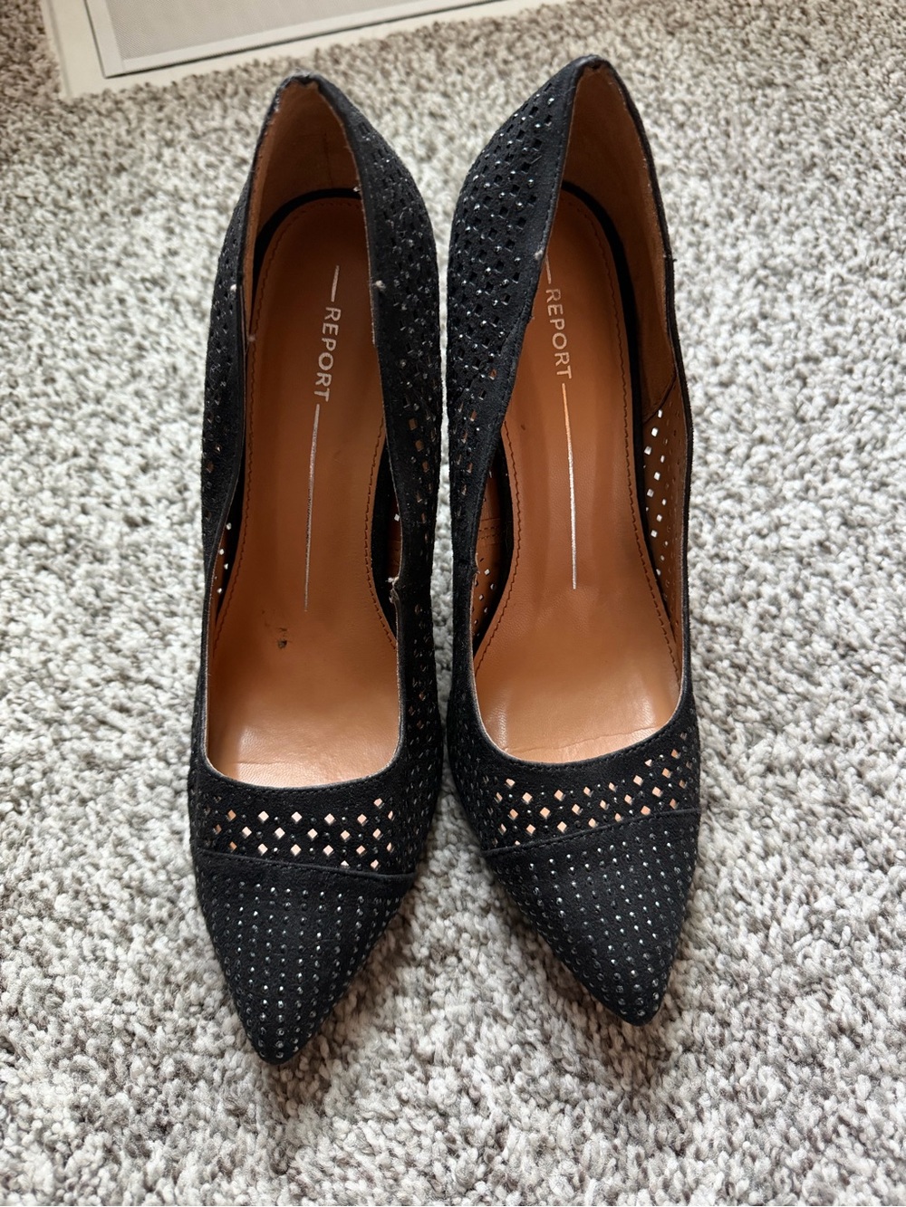 Report Black Perforated Pointed-Toe Pumps